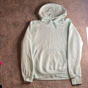 Nike Green Sweater with Hood and Ribbed Cuffs